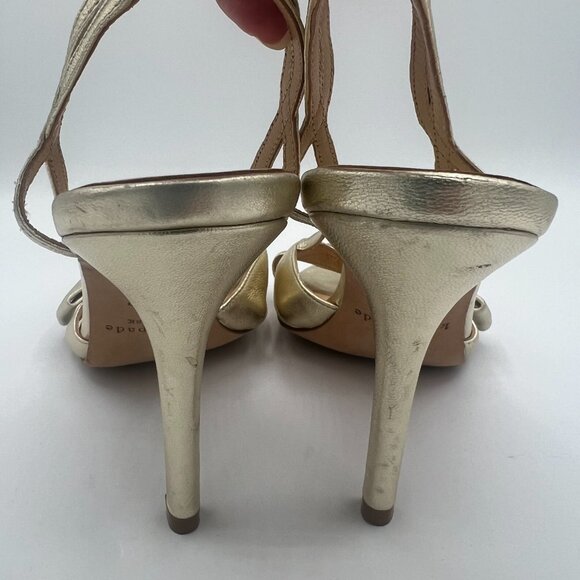 Kate Spade Gold Metallic Leather Bow Heels – Size 8.5 - Picture 6 of 9